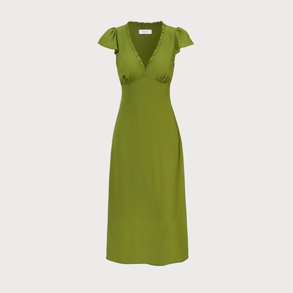 NWT RIHOAS Ruched Trim Poet Sleeve Midi Dress Sz XS - Picture 6 of 8